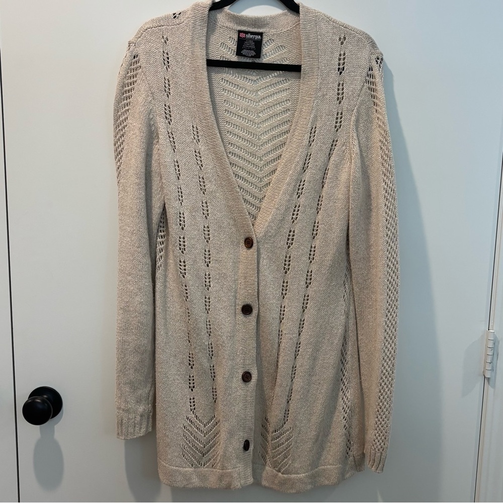 Sherpa Adventure Gear Beige Cardigan Sweater XL